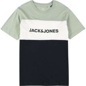 Jack & Jones Junior Tričko námořnická modř / pastelově zelená / bílá