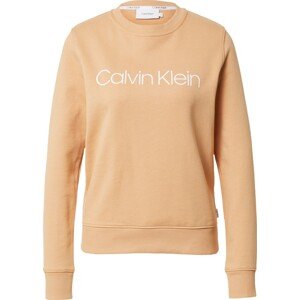 Calvin Klein Mikina světle hnědá / bílá