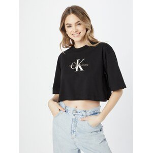 Calvin Klein Jeans Tričko světle hnědá / černá / bílá