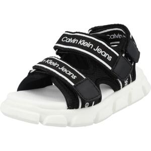 Calvin Klein Jeans Otevřená obuv 'Velcro' černá / bílá