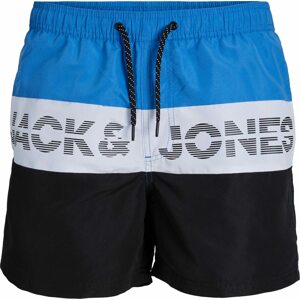JACK & JONES Plavecké šortky azurová / černá / bílá