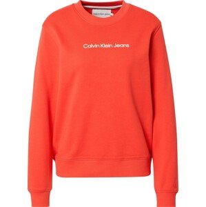 Calvin Klein Jeans Mikina oranžově červená / bílá