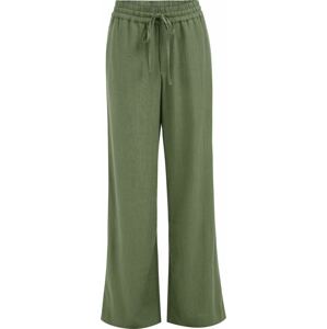 WE Fashion Kalhoty se sklady v pase zelená