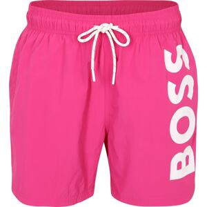 BOSS Black Plavecké šortky 'Octopus' pink / bílá