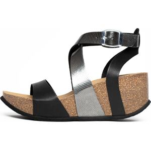 Bayton Páskové sandály 'PAMPELUNE' hnědá / černá / stříbrná