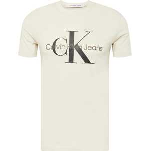 Calvin Klein Jeans Tričko starobéžová / hnědá / černá