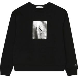 Calvin Klein Jeans Mikina černá / stříbrná