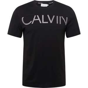 Calvin Klein Tričko stříbrně šedá / černá