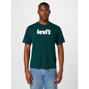 LEVI'S Tričko tmavě zelená / bílá
