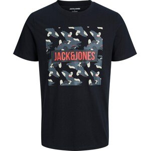 JACK & JONES Tričko 'RAMP' šedá / oranžová / černá / bílá