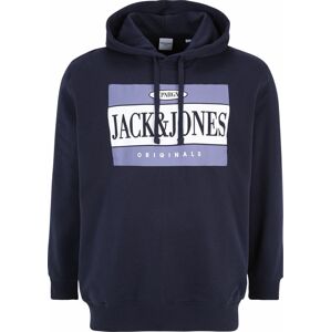 Jack & Jones Plus Mikina 'ARTHUR' námořnická modř / světle fialová / bílá