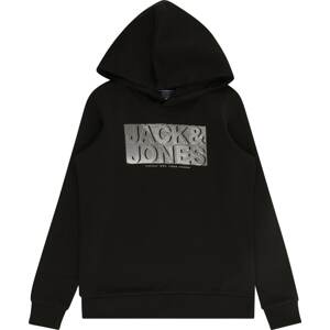 Jack & Jones Junior Mikina 'PETER' šedá / černá