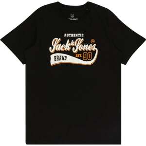 Jack & Jones Junior Tričko mandarinkoná / černá / bílá