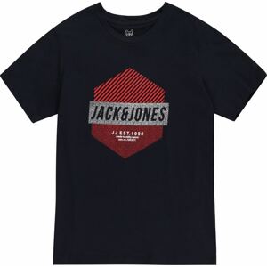 Jack & Jones Junior Tričko 'Meraj' námořnická modř / červená / bílá