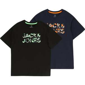 Jack & Jones Junior Tričko 'MILES' námořnická modř / mátová / oranžová / černá