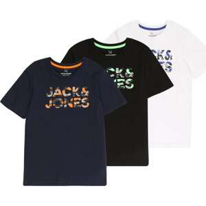 Jack & Jones Junior Tričko 'MILES' námořnická modř / oranžová / černá / bílá