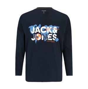 Jack & Jones Plus Tričko 'DUST' námořnická modř / světlemodrá / bílá