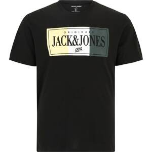 Jack & Jones Plus Tričko 'ARTHUR' světle žlutá / tmavě zelená / černá / bílá