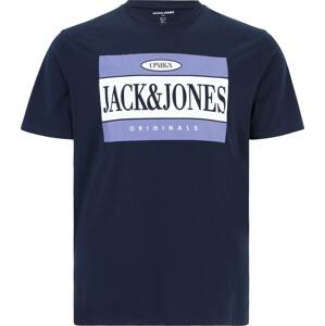 Jack & Jones Plus Tričko 'ARTHUR' námořnická modř / lenvandulová / bílá