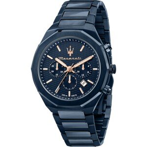 Maserati Analogové hodinky 'Stile' marine modrá / růžově zlatá / bílá