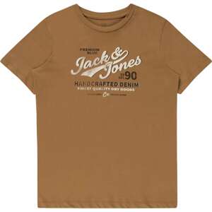 Jack & Jones Junior Tričko 'BLUBOOSTER' světle hnědá / černá / bílá
