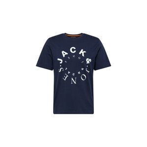 JACK & JONES Tričko 'WARRIOR' béžová / námořnická modř / bílá