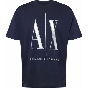 ARMANI EXCHANGE Tričko námořnická modř / stříbrně šedá / bílá
