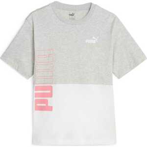 PUMA Funkční tričko šedý melír / světle růžová / bílá