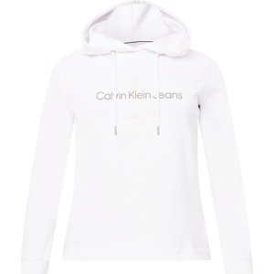 Calvin Klein Jeans Curve Mikina starobéžová / tmavě šedá / bílá