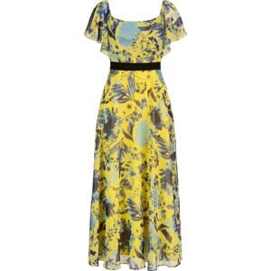 APART Společenské šaty kouřově modrá / žlutá / černá