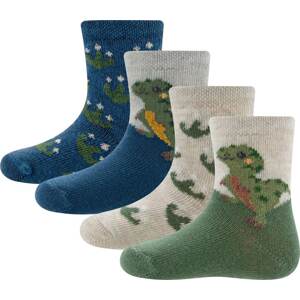 EWERS Ponožky 'Dino' námořnická modř / kari / šedý melír / tmavě zelená