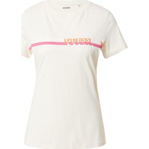 GUESS Funkční tričko 'MONDAY' krémová / jasně oranžová / světle růžová