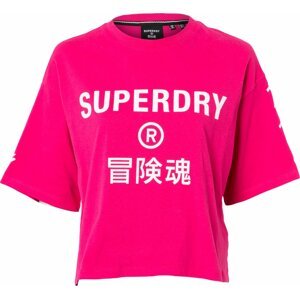 Superdry Funkční tričko fuchsiová / bílá