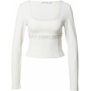 Calvin Klein Jeans Tričko 'MILANO' tmavě béžová / bílá
