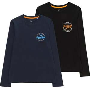 Jack & Jones Junior Tričko 'MIKK' námořnická modř / světlemodrá / oranžová / černá