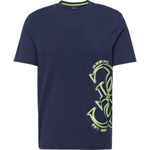 GUESS Funkční tričko 'LEROI' marine modrá / limetková / bílá