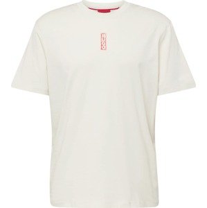 HUGO T-Shirt 'Danden' červená / bílá