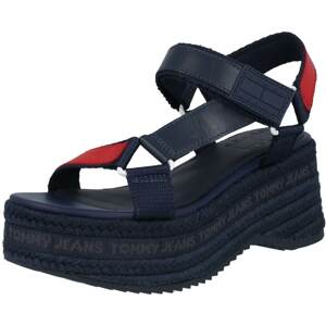Tommy Jeans Páskové sandály noční modrá / červená