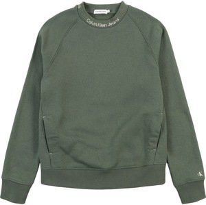 Calvin Klein Jeans Mikina 'INTARSIA' zelená / bílá
