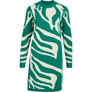 OBJECT Úpletové šaty 'RAY' zelená / přírodní bílá