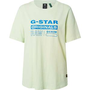 Tričko G-Star Raw královská modrá / světle zelená