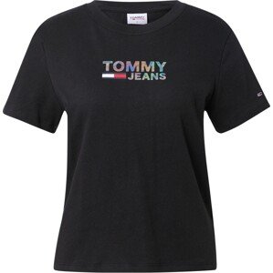 Tričko Tommy Jeans tyrkysová / tmavě fialová / černá / bílá