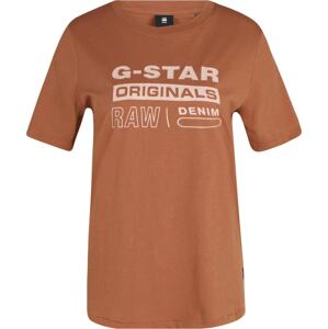 Tričko G-Star Raw hnědá / bílá
