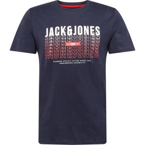 Tričko 'Cyber' jack & jones noční modrá / červená / bílá