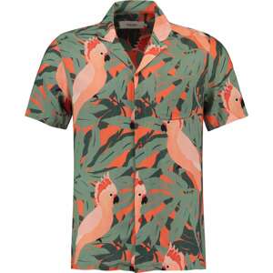 Košile 'Tropical Cockatoo' Shiwi khaki / tmavě zelená / oranžová / korálová