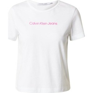 Tričko Calvin Klein Jeans pink / bílá