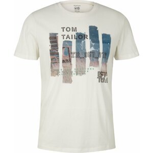 Tričko Tom Tailor tmavě modrá / režná / černá / barva bílé vlny