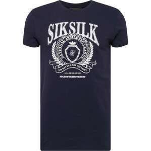 Tričko 'Varsity' SikSilk námořnická modř / bílá