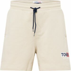 Kalhoty Tommy Jeans písková / marine modrá / červená / bílá