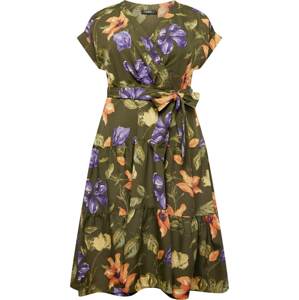 Šaty Lauren Ralph Lauren Plus olivová / světle fialová / oranžová